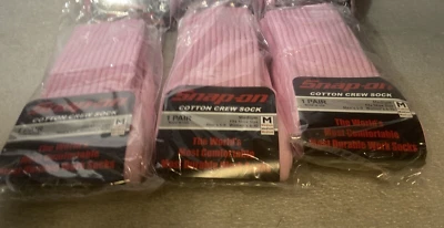 PINK Snap-On Tools Crew Socks *3 Pairs* (Medium 6-10) - Image 1 of 4