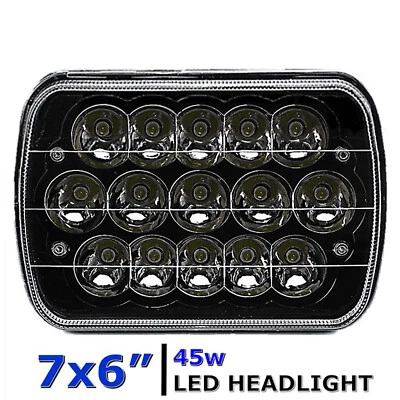 7X6" Black LED HID Light Bulbs Clear Sealed Beam Headlamp Headlight  - Image 1 of 4