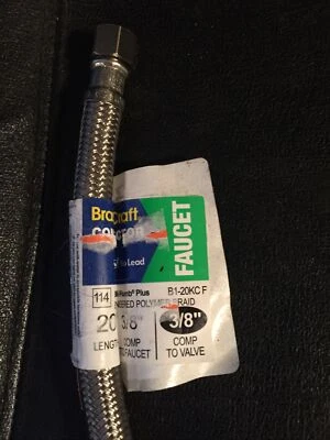 Stainless steel water hose/BRASS CRAFT faucet connector 3/8"x3/8" 20” - Image 1 of 2