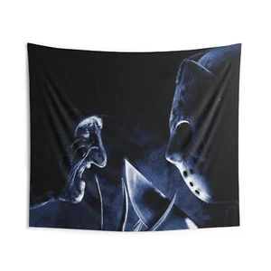 Freddy vs. Jason Halloween Design Indoor Wall Tapestry | Horror Movie Decor  - Picture 1 of 4