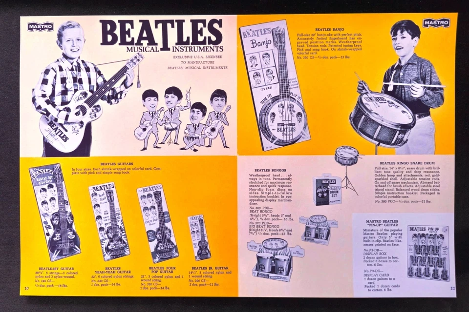 BEATLES Musical Instruments MASTRO LEAFLET 🎸 Gloss Repro. 29cm Print Out POSTER - Image 1 of 1