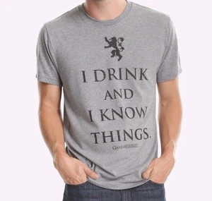 Game Of Thrones TYRION LANNISTER I DRINK AND I KNOW THINGS T-Shirt NWT Authentic - Picture 1 of 1