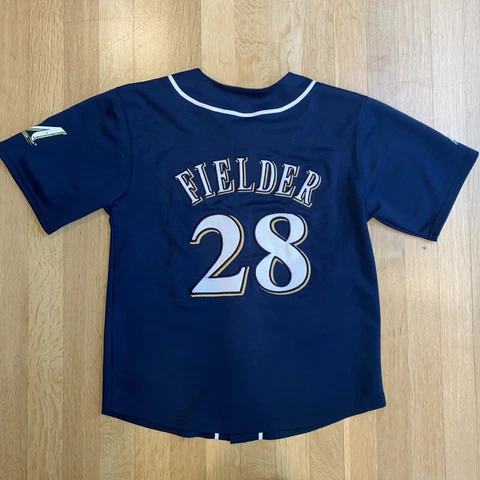 Milwaukee Brewers Prince Fielder #28 Majestic Youth Sewn Jersey Size Large 10/12 Cover