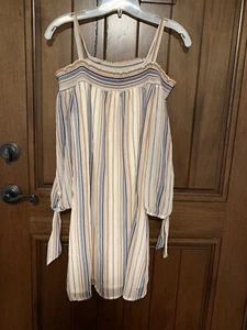 AS U WISH Min Medium Junior Cold-Shoulder striped dress - Picture 1 of 6