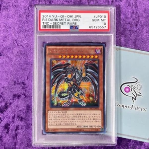 PSA 10 2014 Red-Eyes Darkness Metal Dragon #JP010 Yu-Gi-Oh! TRC Gem Secret Rare - Picture 1 of 5