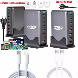 440W GaN III Fast Charging Station USB-C PD Desktop Charger Hub Block For Mac - Picture 1 of 35