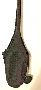 Vintage Corde Crocheted Sling Bag Black Lined Hobo Bobo Crossbody w/ Coin Purse - Picture 1 of 7