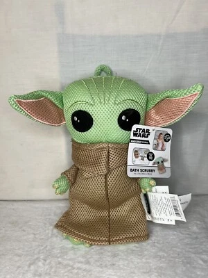 Esponja esfoliante de banho portátil Star Wars The Mandalorian Grogu Child Yoda nova com etiquetas 11” - Imagem 1 de 4