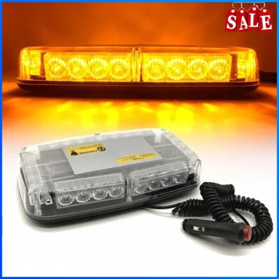 24 LED Warning Strobe Amber Flashing Beacon Magnetic Car Roof Recovery Light Bar - Image 1 of 4