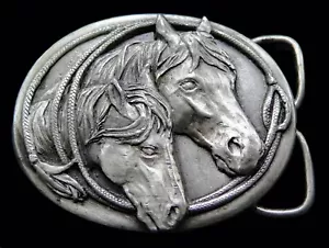 Hebilla de cinturón vintage Siskiyou estilo occidental caballos - Imagen 1 de 4