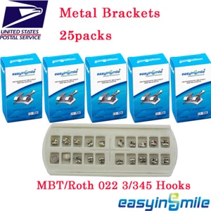 25XDdental Soporte de Metal de Ortodoncia Brackets MINI MBT Roth Ranura .022 Ganchos 3-4-5 - Imagen 1 de 11