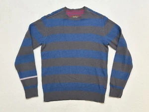 Paul Frank Sweater Adult Small Blue Gray Stripes Long Sleeve Pullover Crewneck - Picture 1 of 16