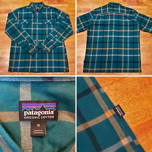Patagonia Fjord Organic Cotton Flannel Shirt Midweight Herren Medium grün kariert - Bild 1 von 10