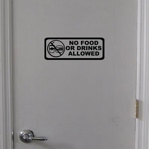 KEINE ESSEN ODER GETRÄNKE ERLAUBT Schild Vinyl Aufkleber Aufkleber - Tür Fenster Wand - Bild 1 von 7