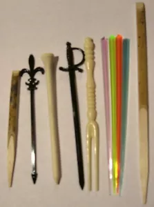 PALITOS DE COMIDA DE FIESTA PALOS DE GOLF espada Flor plástico y sauce de madera pequeñas cantidades - Imagen 1 de 10