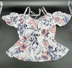 Sienna Sky Womens Blouse Size XS White Floral Off the Shoulder Button Up NWT - Imagen 1 de 15