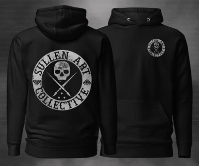 Sullen Art Collective 男式连帽衫黑色骷髅纹身图案背面印花  — 第 1/4 张图片