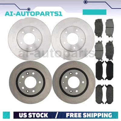For Mazda 626 1998 1999 2000 2001 2002 Front Rear Brake Rotors + Brake Pads Kit - Image 1 of 4