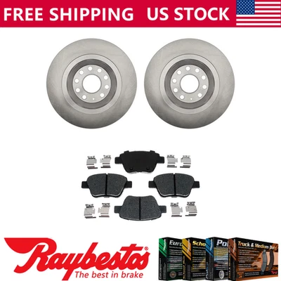 Rear Brake Rotors + Ceramic Brake Pads & Hardware For 2011 Audi A3 Quattro - Image 1 of 4