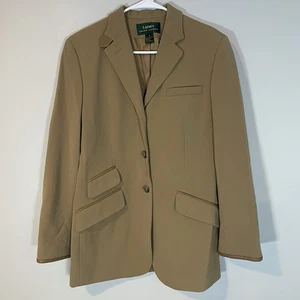 Chaqueta Blazer Ralph Lauren Lana Cuero Ecuestre Para Mujer Tostado Talla 8 Botón Caballo - Imagen 1 de 10