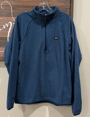 JERSEY MOUNTAIN HARDWEAR MICROCHILL 1/4 CREMALLERA HOMBRE PEQUEÑO POLAR ACOGEDOR AZUL NUEVO Foto 1 de 4