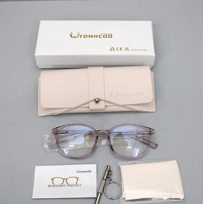 FONHCOO Blaulichtfilter Brille Damen TR90 ohne Sehstärke Durchsichtig Rosa 50▢19 - Bild 1 von 4