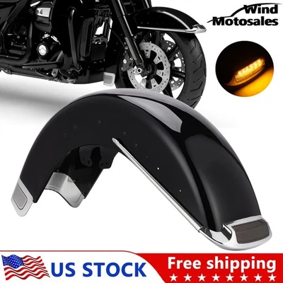 Front Fender Wheel Wrap w/light For Harley Touring Street Glide Road King 14-24 Foto 1 de 4
