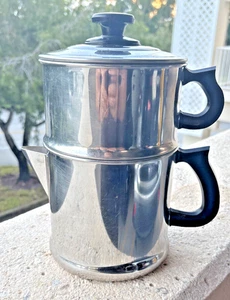 Caffettiera vintage Lifetime acciaio inox 18/8 goccia O Lator percolatore 8 tazze 3 pezzi - Foto 1 di 13