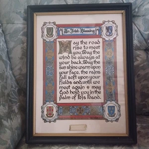 Vintage " AN IRISH BLESSING" Original Hand Screened in original frame 10.5x13 - Picture 1 of 3