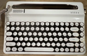 QL75 Wireless TypewriterCOLOR WHITE Retro Mechanical Keyboard Round Keycap - Picture 1 of 2