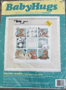 De colección 1992 Sunset Babyhugs Wildlife Babies Kit Punto de Cruz 13048 Nuevo de Lote Antiguo Nuevo - Imagen 1 de 4