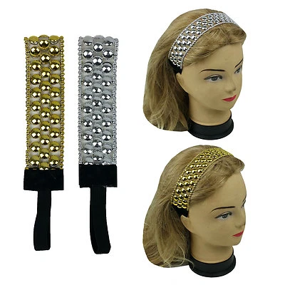 2 Pezzi Oro & Argento Headwrap Fascia Con Fascia Elastica - Immagine 1 di 4
