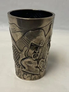 Antique Imperial Russian 84 Silver Repousse 3D Warrior Vodka Cup Beaker - Picture 1 of 18
