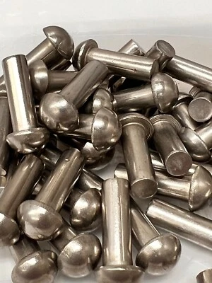 ACCURATE (100) 1/4 X 3/4 Round Head Solid Rivet Stainless Steel .25 X .75 1/4X3/4"