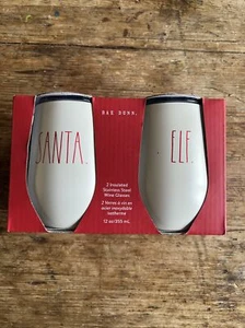 Rae Dunn by Magenta SANTA & ELF Red LL Christmas Insulated Wine Tumbler Set 2 - Picture 1 of 6
