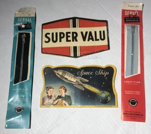 Vintage Super Value sewing Needle Book, Space Ship Needle Book, 2 Metal Zippers - Picture 1 of 5