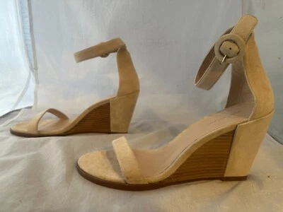Stuart Weitzman Suede Wedge Sandal Ankle Strap, Women Size 10   $425 NEW - Image 1 of 4