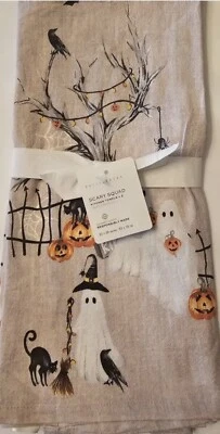 Pottery Barn Scary Squad Ghost Tea Hand Kitchen Towel Halloween~ Set Of 2~ NWT - Image 1 of 3