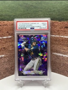 2023 Bowman Chrome Sapphire Jackson Chourio Sapphire Selections Purple /25 PSA 9 - Picture 1 of 2