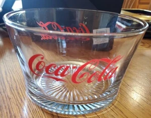 Vintage Coca-Cola Heavy Glass Snack Bowl 7 " across 4.5" tall Clear/red letters - Picture 1 of 4
