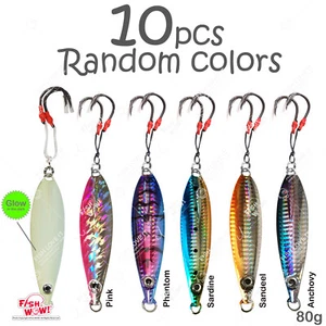 Peces 10 piezas ¡GUAU! Cuchillo de velocidad vertical plantilla de pesca de peces planos de otoño 80 g color aleatorio - Imagen 1 de 12