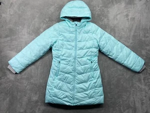 Lands End Jacket Girls' Large 14 Blue Quilted Primaloft Outdoors Softshell Hood - Picture 1 of 14