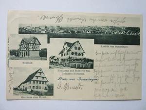 AK Ansichtskarte Gruss aus Gomaringen Tübingen Bahnhof Molkerei Gasthaus 1904 - Bild 1 von 2