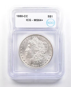 1880-CC Morgan Silver Dollar MS64+ ICG *3502 - Picture 1 of 3