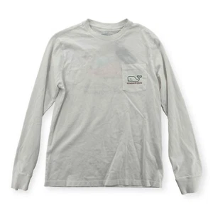 Vineyard Vines Shirt Youth Size Large Long Sleeve Santa Whale Pocket Tee NEW - Picture 1 of 7