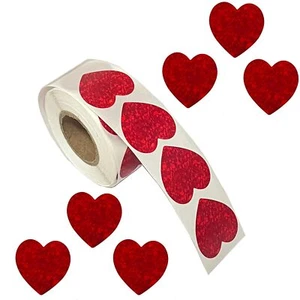Heart Shaped Sticker,Glittery Love Roll Stickers Self-Adhesive Labels for Val... - Picture 1 of 6