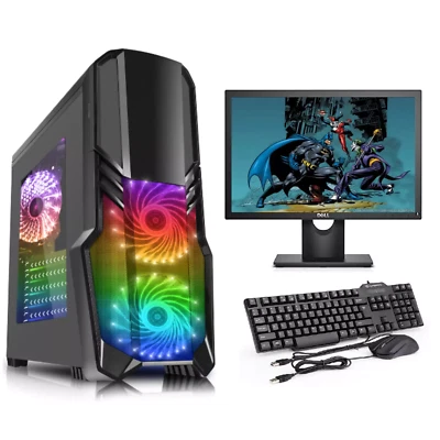 Gaming PC Computer 19" Bundle Intel Quad Core i5 2400 16GB 1TB GT730 Windows 10 - Image 1 of 4