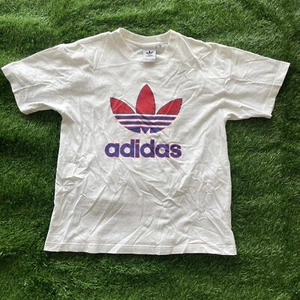 Adidas large logo White short sleeve shirt Men’s Medium - Picture 1 of 8