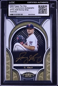 2023 Topps Tier One #PPA-SGR Sonny Gray Prime Performers Gold Ink Auto Card #1/1 - Picture 1 of 2