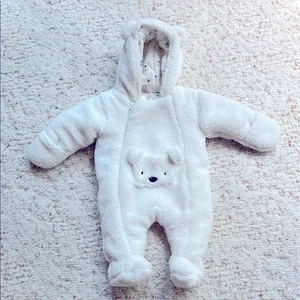 Baby Zip Up Polar Bear Fleece Hoodie One Piece NWT - Picture 1 of 4